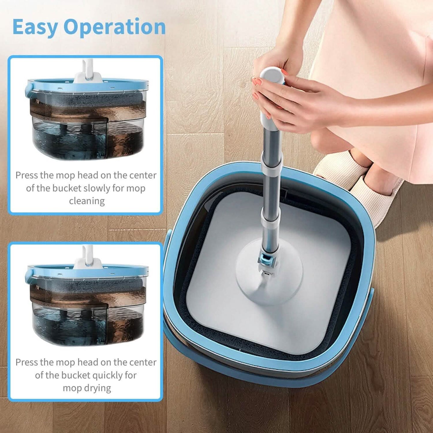 Spin Mop and Bucket with Wringer Set