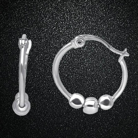 Stainless Steel Ball Hoop Earrings