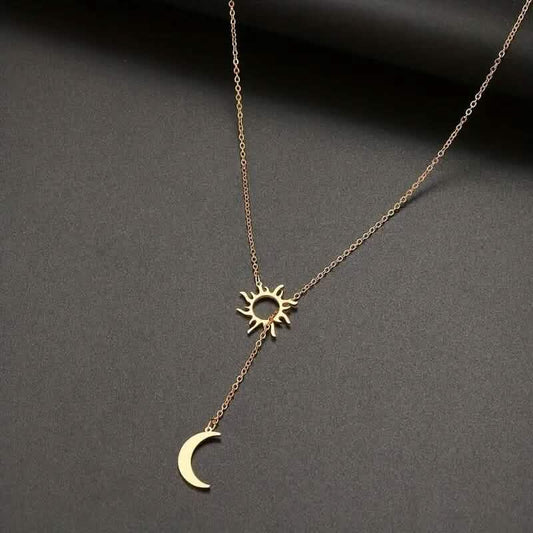 Stainless Steel Sun Totem and Moon Necklace