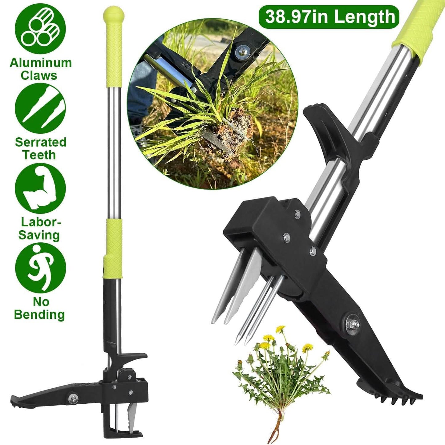 Standup Aluminum Weed Puller with 4 Claws
