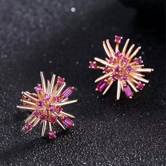 Starburst Swarovski Crystal Stud Earring in 18K Rose Gold