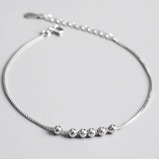 Sterling Silver Bead Ball Charm Bracelet