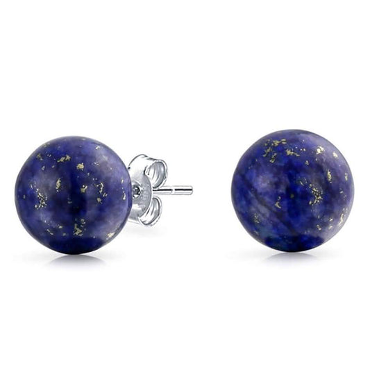 Sterling Silver Blue Lapis Ball Studs