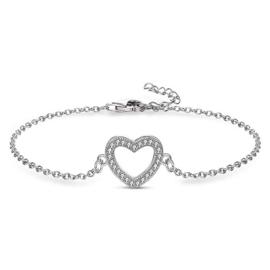 Sterling Silver CZ Heart Bracelet