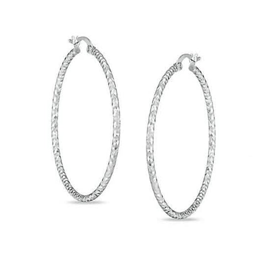 Sterling Silver Diamond Cut Hoops