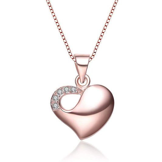 Sterling Silver Rose Heart Necklace