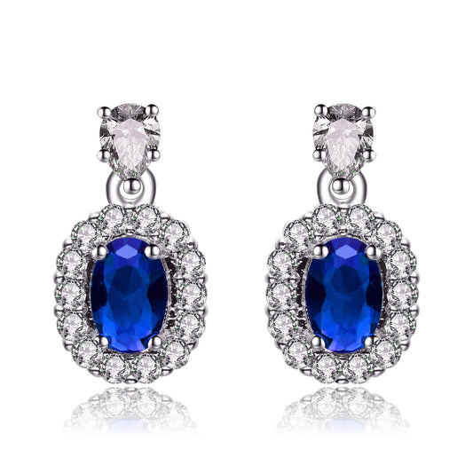 Sterling Silver Simulated Sapphire Earrings