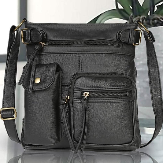 Super Soft Genuine Leather Top Belt Accent Crossbody Bag