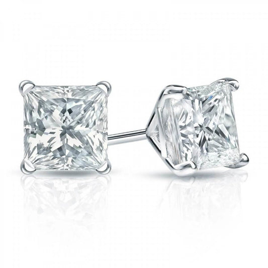 Swarovski Crystals Princess-Cut Stud Earrings