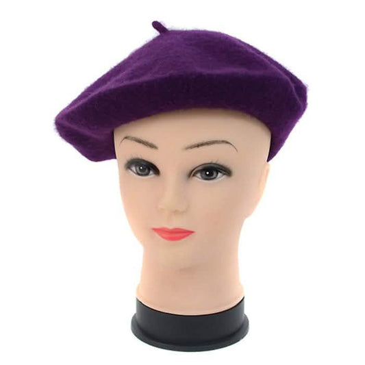 Traditional Women's Men's Solid Color Plain Wool French Beret One Size