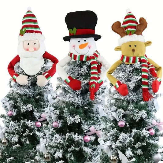 Traditional Wool Festive Christmas Tree Top Star and Snowman Decoration