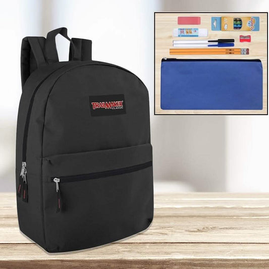 Trailmaker Classic 17 Inch Backpack + 12 Piece School Supply Kit