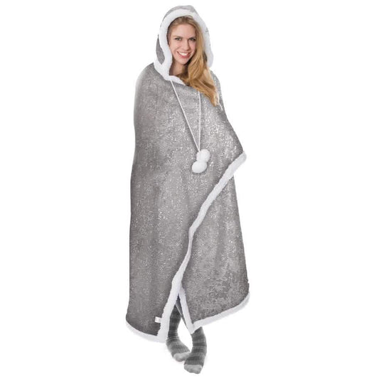 Ultra Soft Sparkle Chic Hooded Throw Blanket