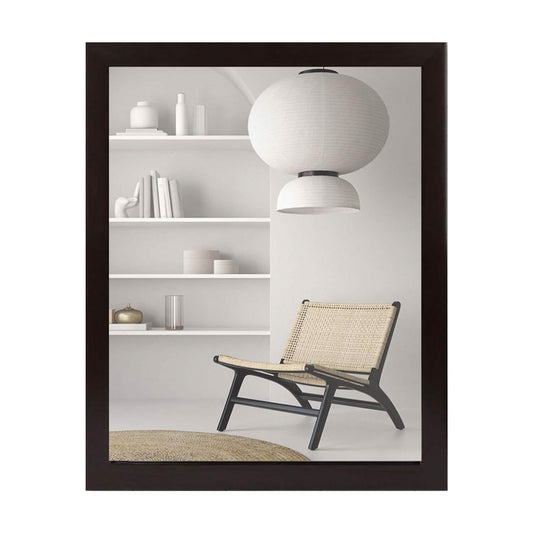 Wall Mount Mirror Wood-Like Frame Rectangle Modern Hanging Mirror