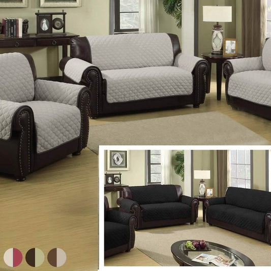 Waterproof Quilted Reversible Furniture Slipcover for Chair, Loveseat, or Sofa