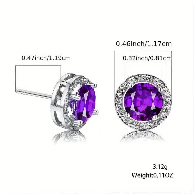 White Zirconia Round Stud Earrings