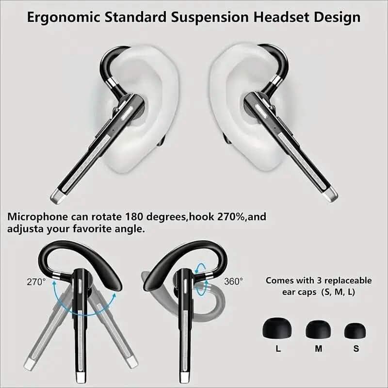 Wireless 5.3 Single-Ear Business Headset with Mic
