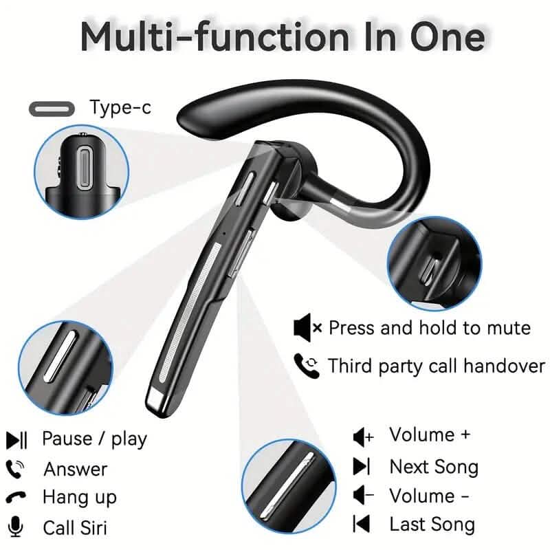 Wireless 5.3 Single-Ear Business Headset with Mic