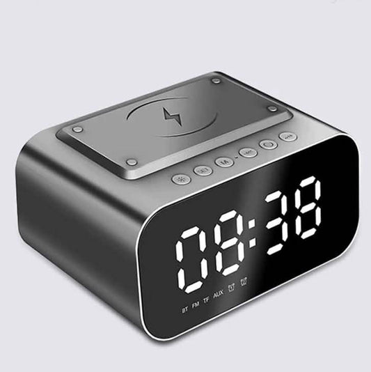 Wireless Charger Alarm Clock Bluetooth Speaker LED Smart Digital Clock