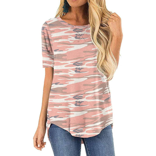 Women Long Sleeve Side Split Casual Loose Tunic Top