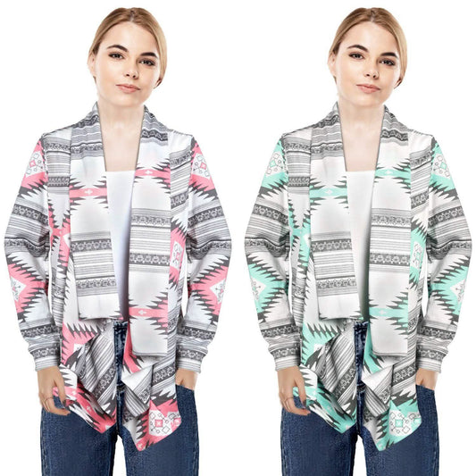 Women Open Front Long Sleeve Cardigan