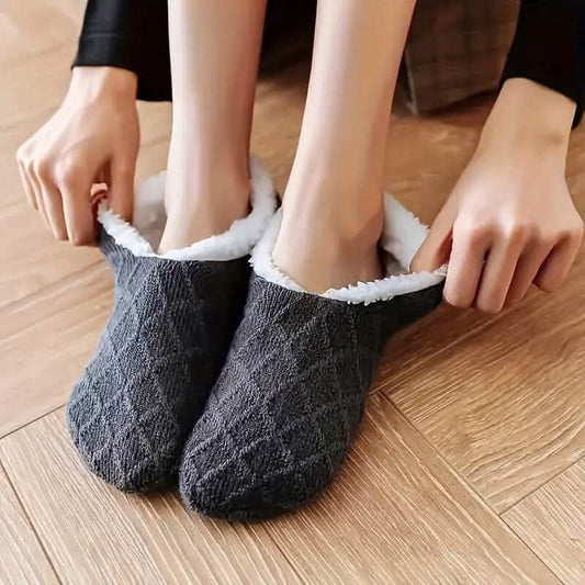 Women's Autumn Winter Plush Lined Indoor Low Cut Socks