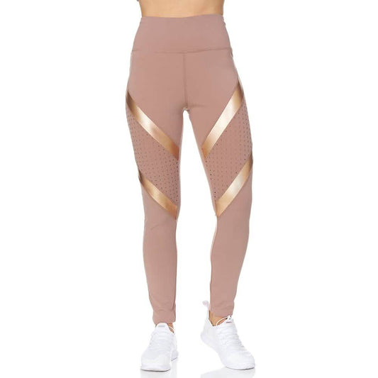 Women's High Waist Active Full Length Leggings With Lazer Cut Mesh