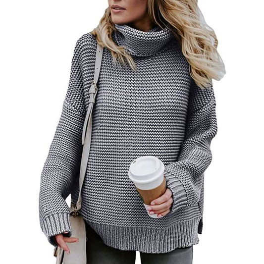 Women's Long Sleeve Knit Pullover Chunky Turtleneck Sweater Top