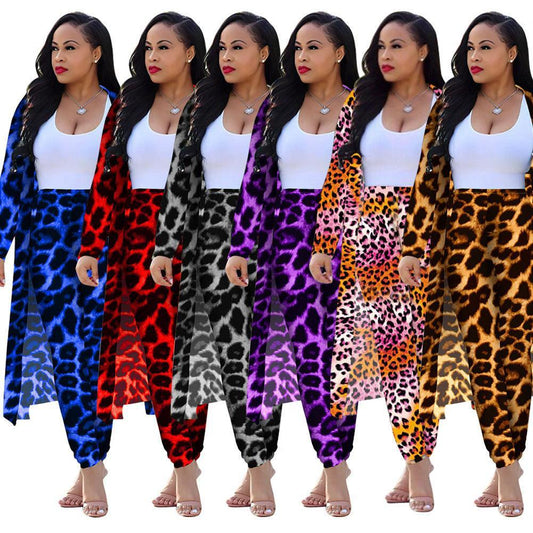 Women's Long-sleeved Leopard Print Suitcoat Suits
