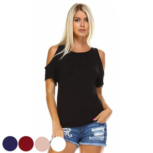 Women's Open-Shoulder Short Sleeve Top - Assorted Sizes